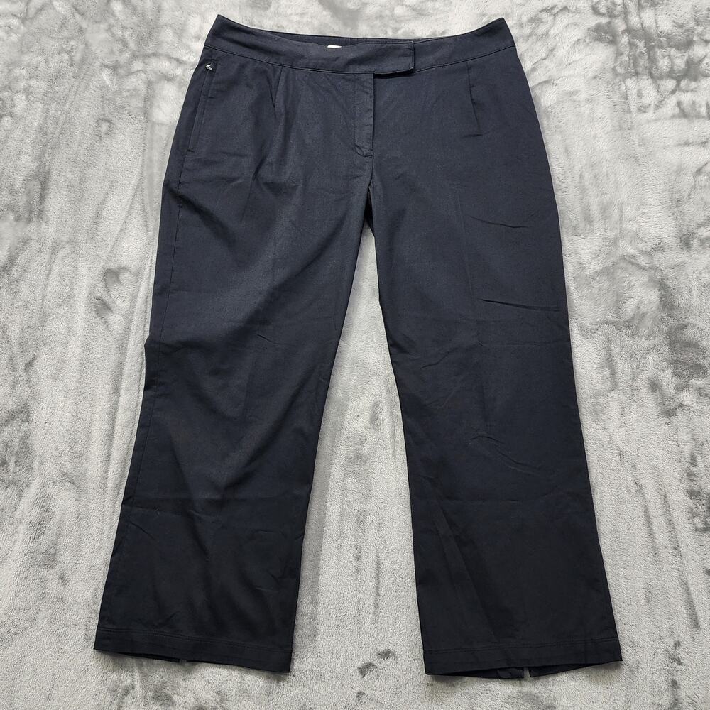 Nike Golf Pants Womens L/12 Black Mid Rise Crop Zip Hem Stretch Cotton Preppy